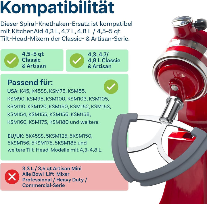 Flex Edge Rührer für KitchenAid 4.5-5 Quart Kippkopf-Standmixer Artisan & Classic Serie von MMOBIEL