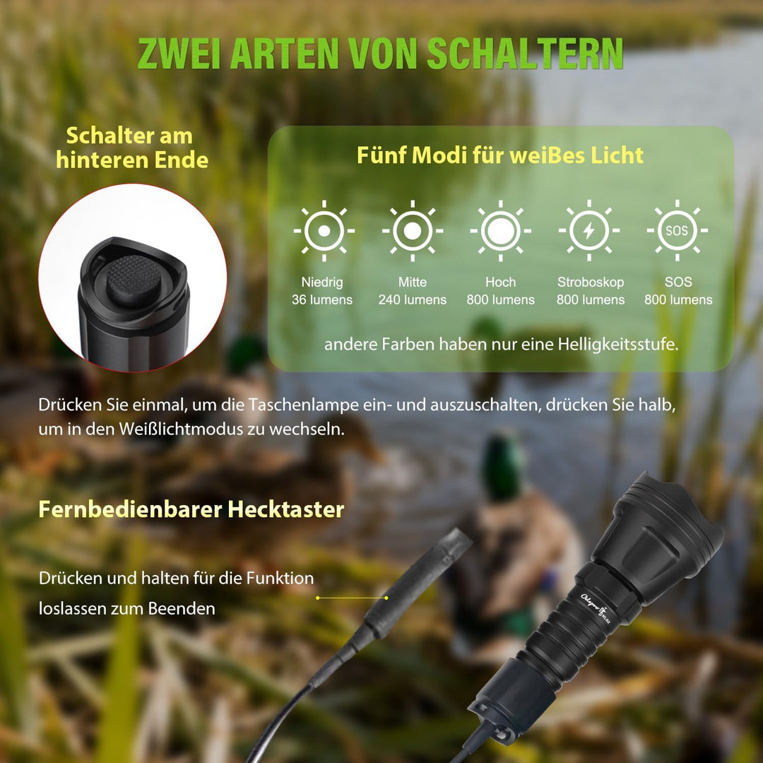 Odepro KL52 Plus Zoom LED Taschenlampe, Extrem Hell Taschenlampen Wiederaufladbare , IP68 Wasserdich