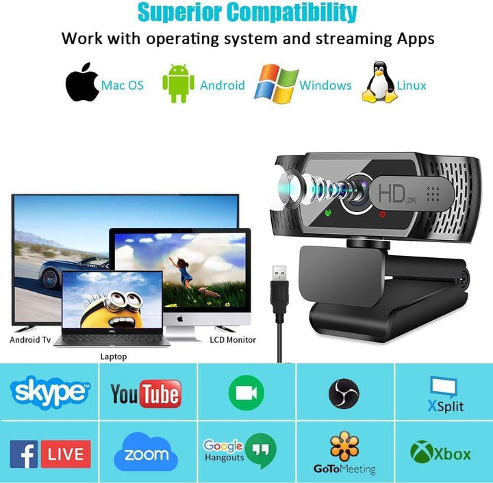 Full HD1080P Webcam mit Mikrofon und Stativ, Automatischer Lichtkorrektur, Neefeaer USB PC Webcam mi