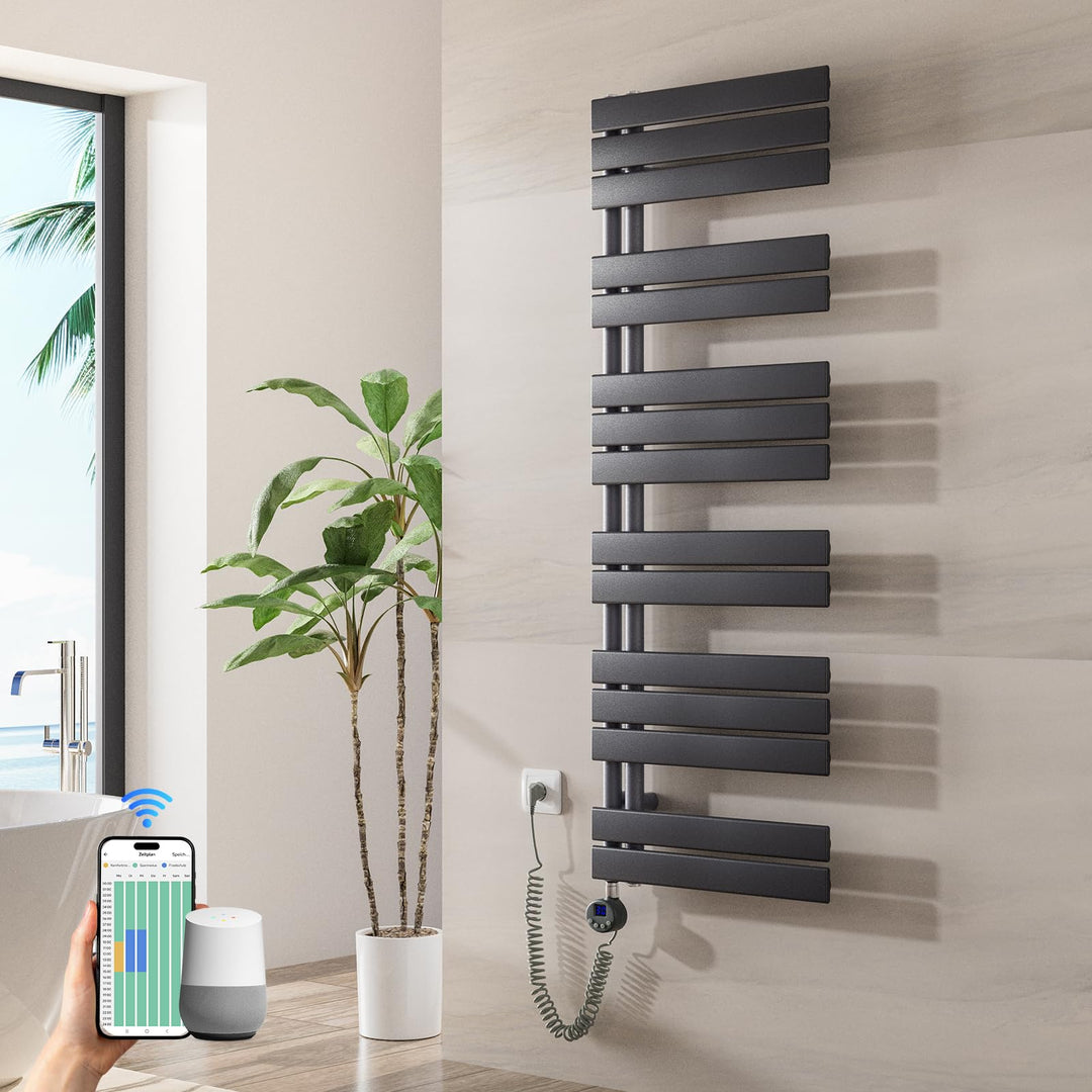 Heilmetz Badheizkörper Elektrisch WiFi 1385 x 500 mm,Flach Bad Heizkörper mit Digitalem Thermostat,