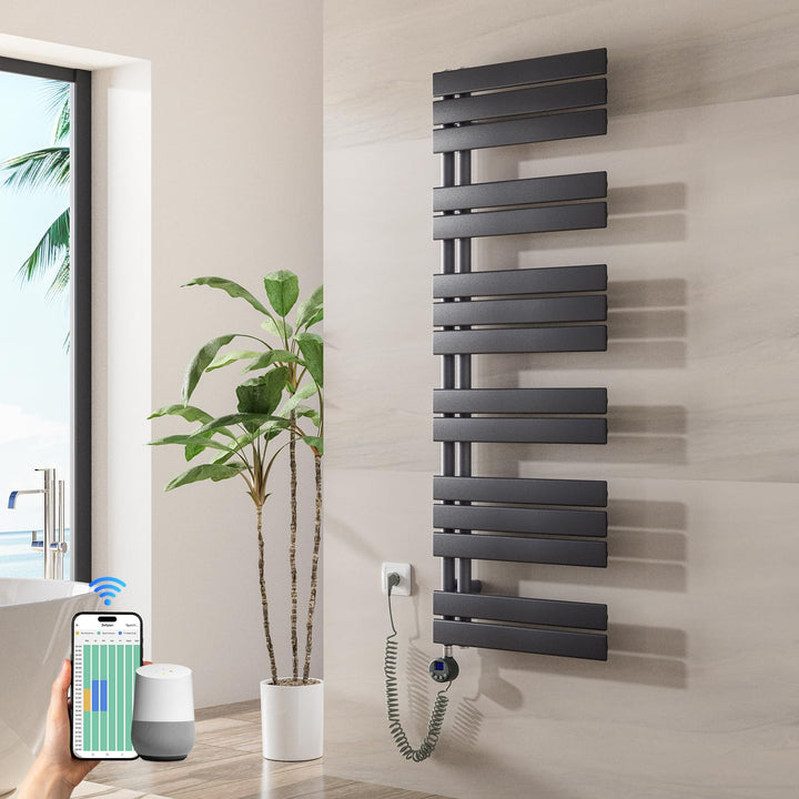 Heilmetz Badheizkörper Elektrisch WiFi 1385 x 500 mm,Flach Bad Heizkörper mit Digitalem Thermostat,