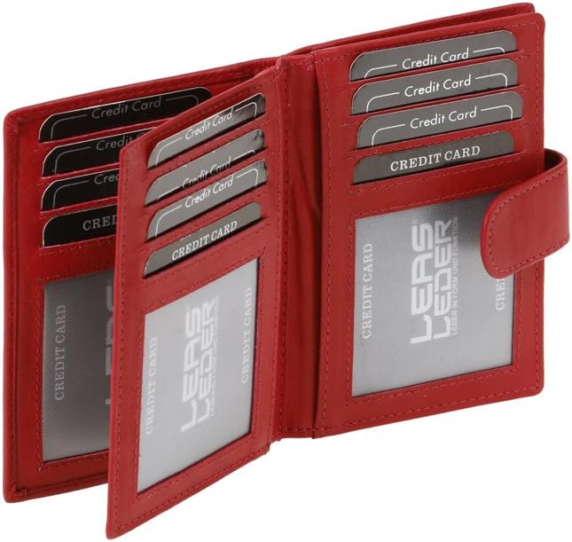 LEAS Ausweis und Kreditkartenmappe Echt-Leder, rot Card-Collection