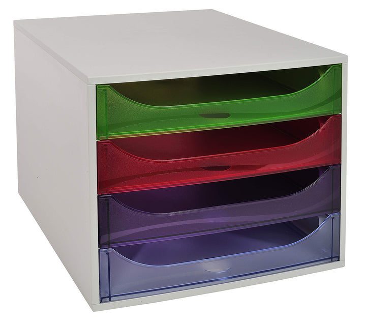 Exacompta 228699D Ablagebox Linicolor mit 4 Schubladen für DIN A4+ Dokumente. Ecobox mit hoher Kapaz