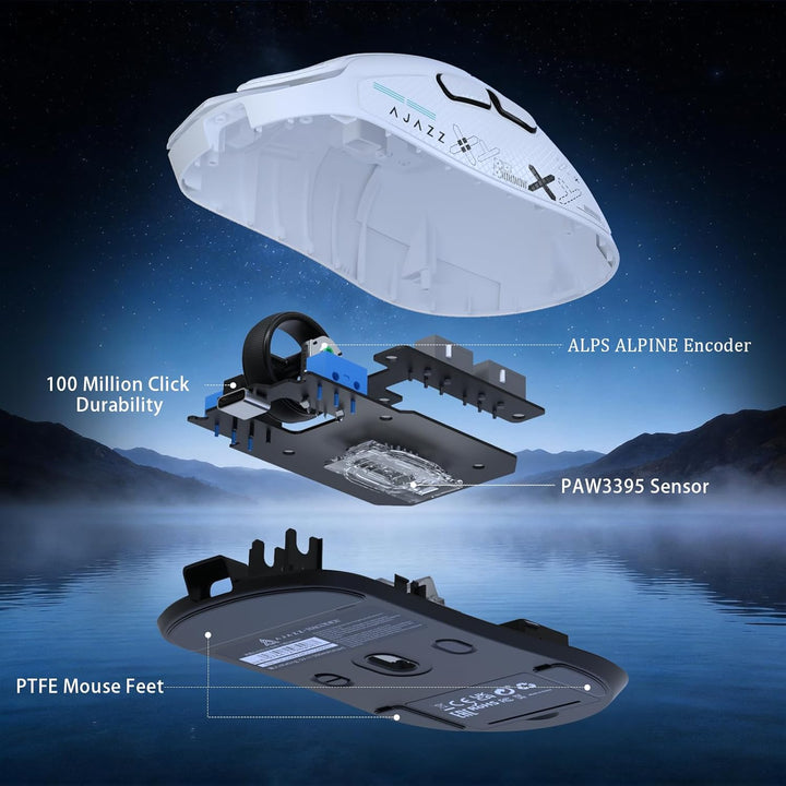 FREEWOLF X AJAZZ AJ159 V2 Kabellose Gaming-Maus, Hot-Swap-Akku, 3-Mode (2,4G/BT/Kabelgebunden), PAW3