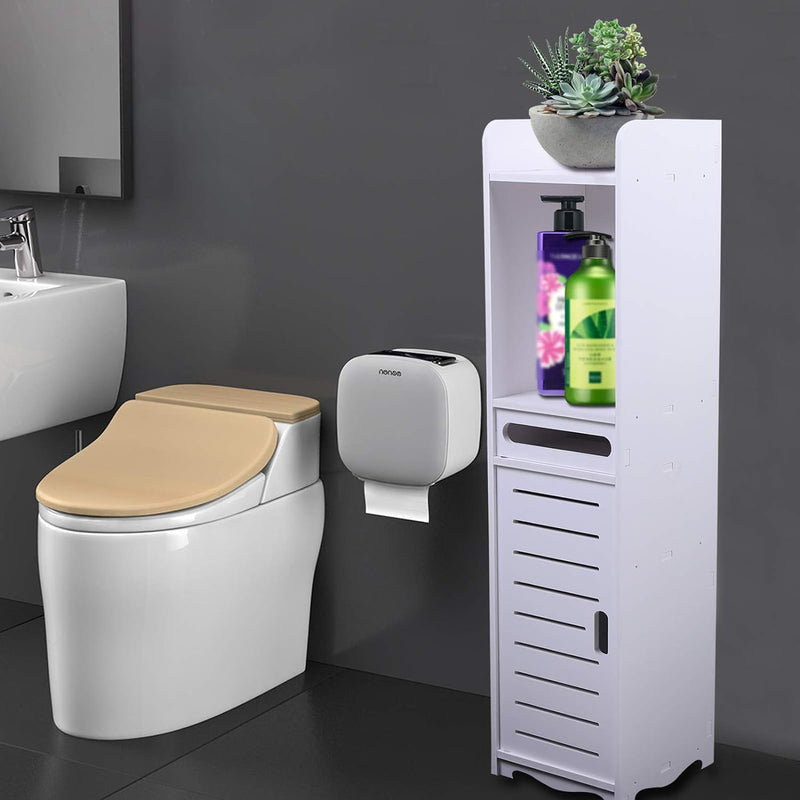 SENDERPICK Toilettenschrank Badezimmerschrank Schmales Badregal Verstellbare Badschrank Hochschrank