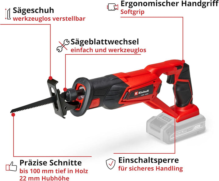 Einhell Akku-Universalsäge TE-AP 18/22 Li Power X-Change (18 V, Li-Ion, 2600 min-1 max. Hubzahl, 100