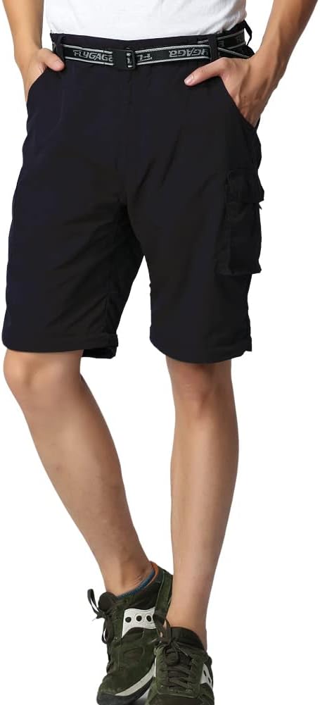 JOMLUN Herren Wanderhose Zip Off Leichte Atmungsaktiv Schnell Trockend Trekkinghose Abnehmbar Funkti