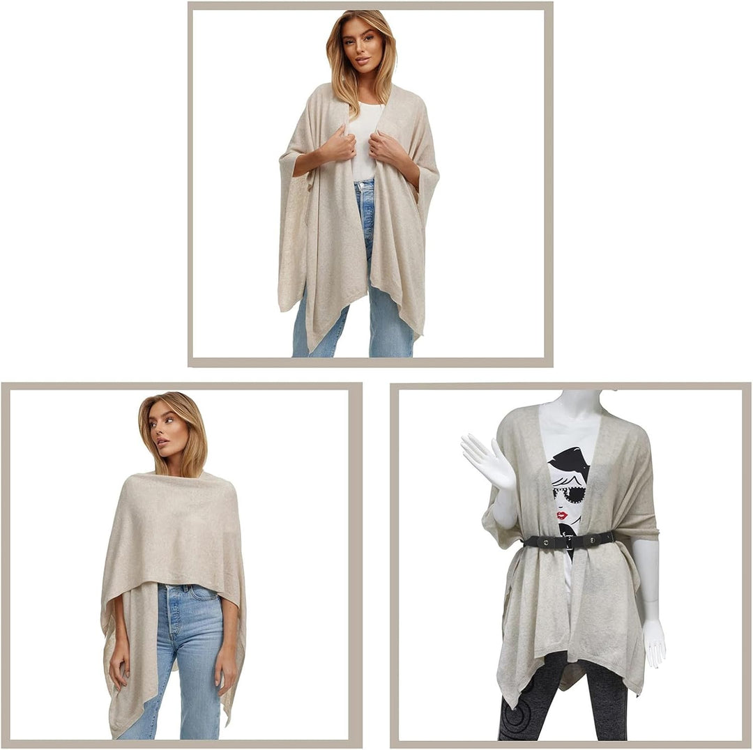 Glamexx24 Damen Poncho Schal Cashmere Feeling Strick Cape Frauen Poncho Cardigan XXL Umhängetuch für