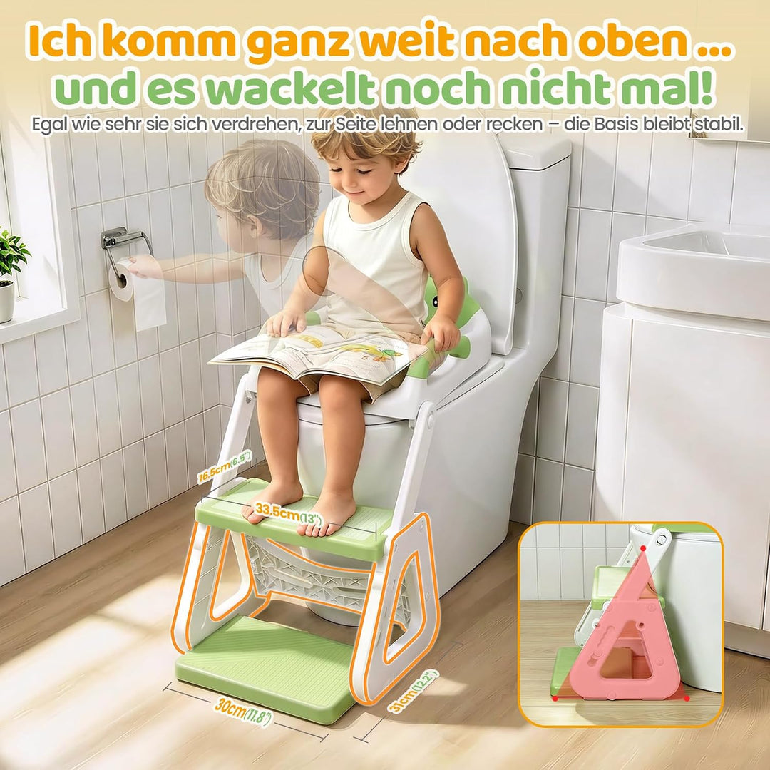 Orzbow Toilettensitz Kinder mit Treppe, Stabil Kinder Toilettensitz mit Dreiecksstruktur, Verlängert