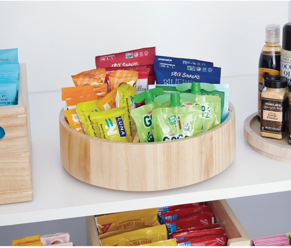 The Home Edit by iDesign 30,5cm Lazy Susan Drehteller mit herausnehmbarer Trennwand, natürliches Pau