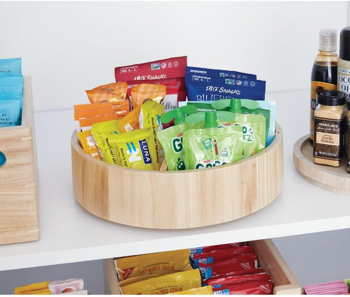 The Home Edit by iDesign 30,5cm Lazy Susan Drehteller mit herausnehmbarer Trennwand, natürliches Pau