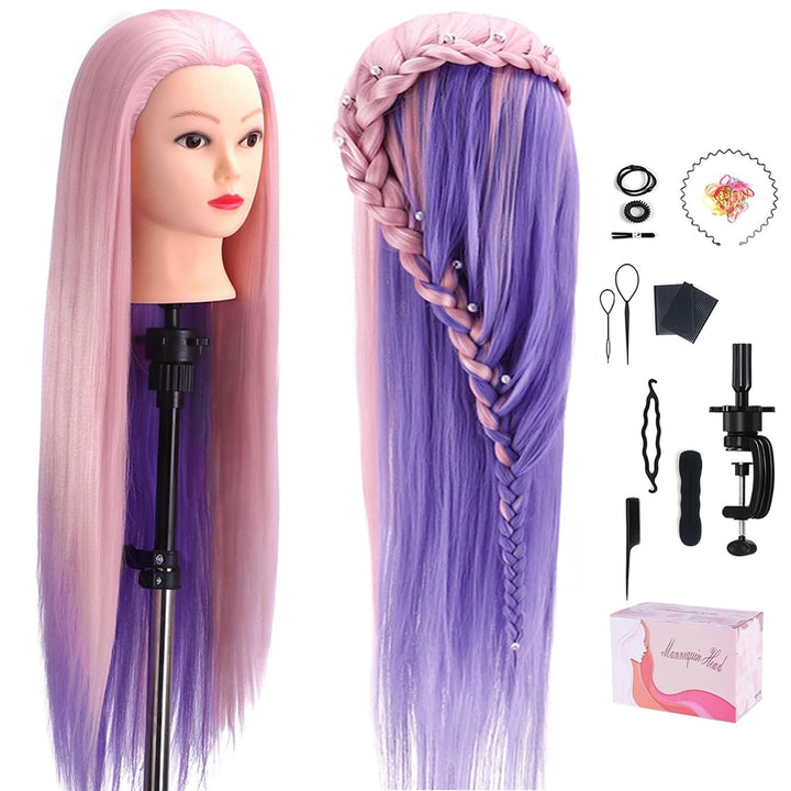 TopDirect 73,7 cm Haarpuppenkopf für Kosmetologie-Training, mit Klemmhalter und Styling-Werkzeugen r