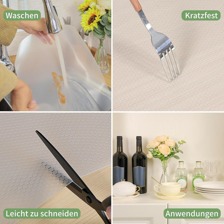 wohomuke Schubladenmatte 55x600cm küche Matte für schubladen schubladeneinlage zuschneidbar Eva Kühl