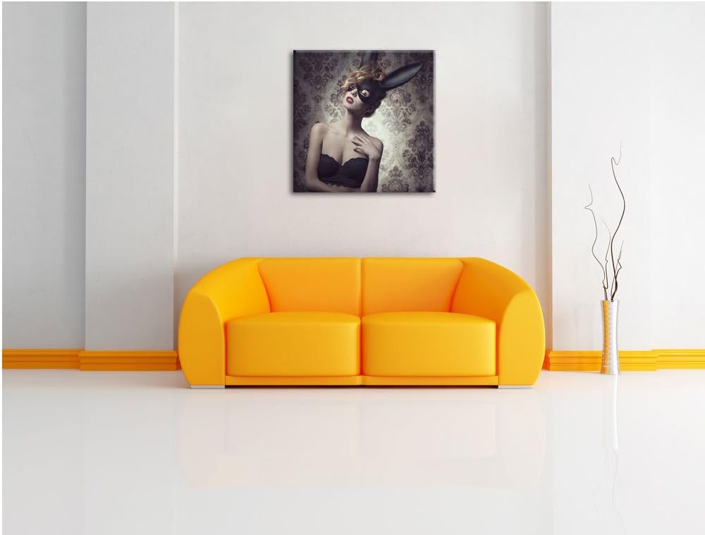 Maskierte attraktive Frau, Format: 70x70 auf Leinwand, XXL riesige Bilder fertig gerahmt mit Keilrah