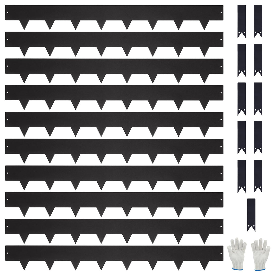 10er-Set feuerverzinkte Rasenkante mit Pulverbeschichtung, 100x15 cm (LxH), Metall-Beeteinfassung, m
