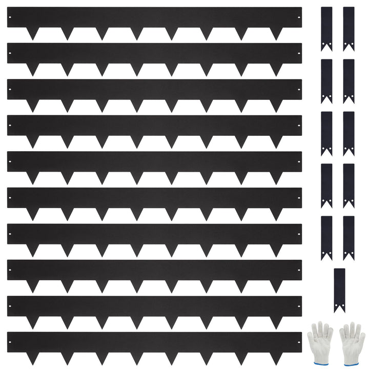 10er-Set feuerverzinkte Rasenkante mit Pulverbeschichtung, 100x15 cm (LxH), Metall-Beeteinfassung, m
