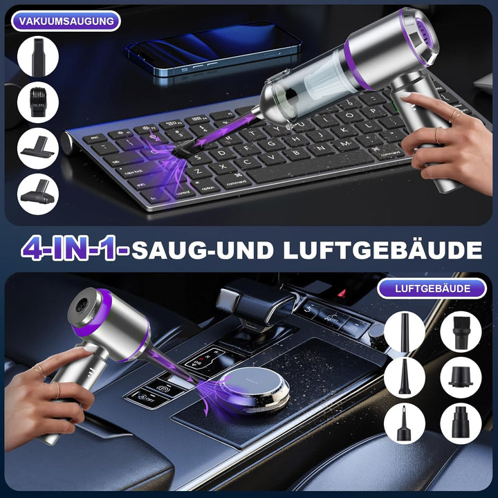 Handstaubsauger Akku,4-in-1 Handstaubsauger, Auto Staubsauger Stark, 25000PA Autostaubsauger Akku Te