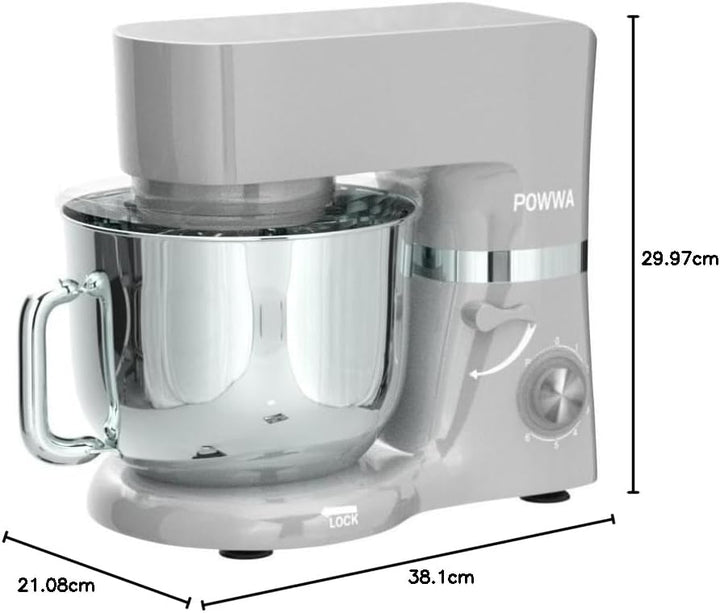 Küchenmaschine, POWWA 6,2 L Rührmaschine Knetmaschine, 6+1 Geschwindigkeit Teigmaschine,1500W Teigkn