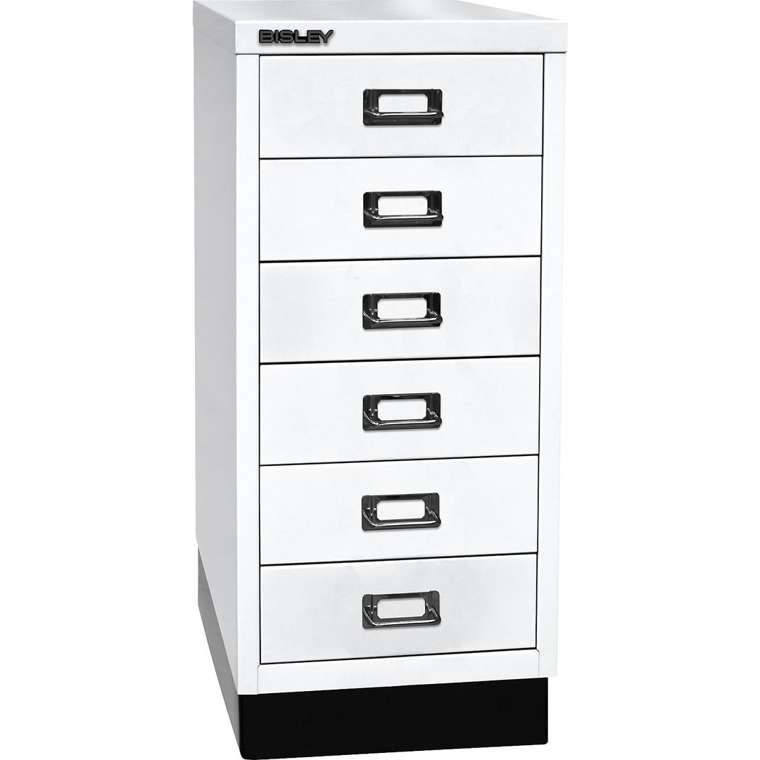 BISLEY MultiDrawer, 29er Serie mit Sockel, DIN A4, 6 Schubladen, Metall, 696 Verkehrsweiss, 38 x 27.