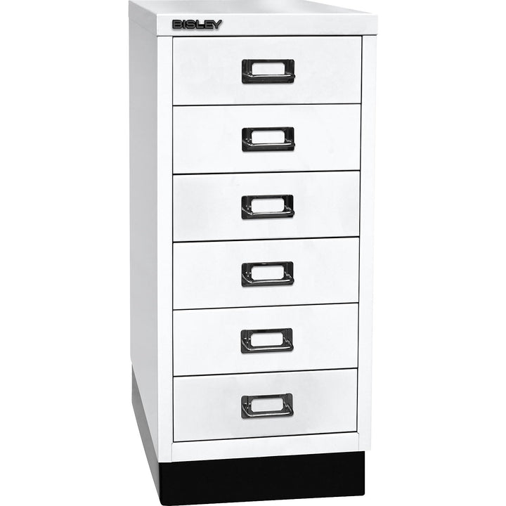 BISLEY MultiDrawer, 29er Serie mit Sockel, DIN A4, 6 Schubladen, Metall, 696 Verkehrsweiss, 38 x 27.