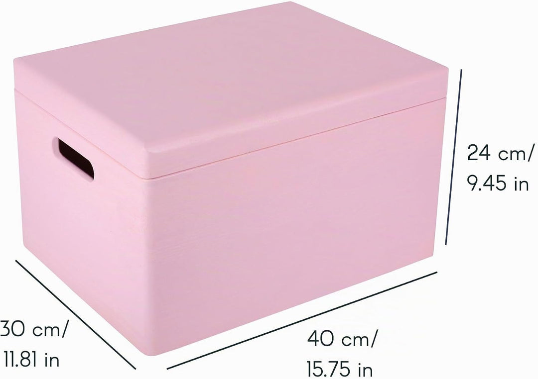 Creative Deco XXL Rosa Grosse Holzkiste mit Deckel | 40x30x24 cm (+/-1cm) | Ostern Holztruhe Erinner