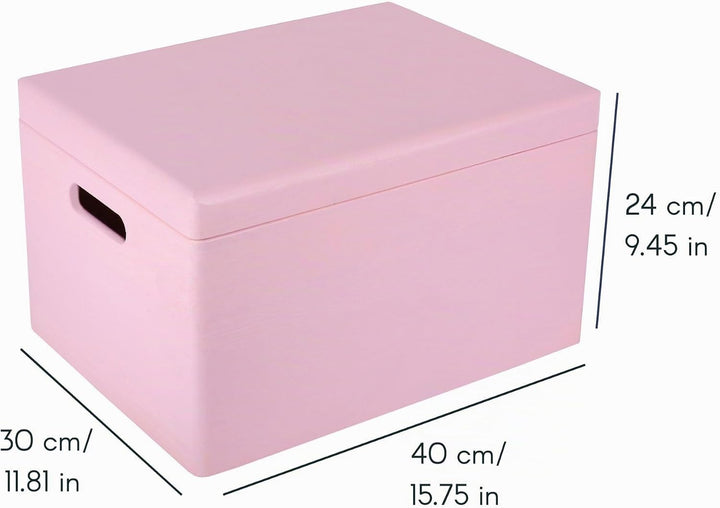 Creative Deco XXL Rosa Grosse Holzkiste mit Deckel | 40x30x24 cm (+/-1cm) | Ostern Holztruhe Erinner