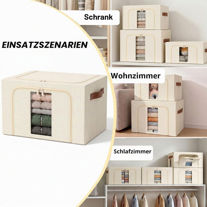 Kleidung Aufbewahrungstasche Faltbar Metallrahmen: Stapelbare 2x24L | Aufbewahrungsbox mit Deckel fü