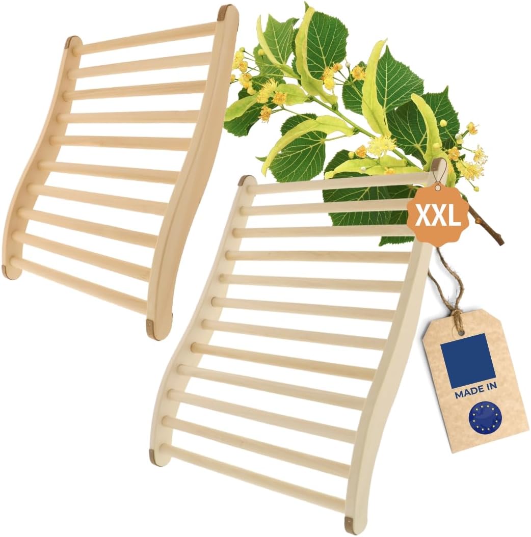 HOFMEISTER® Sauna Set Rückenlehne Holz – Rückenlehne XXL und Normalgrösse, ergonomisch geformt, ruts