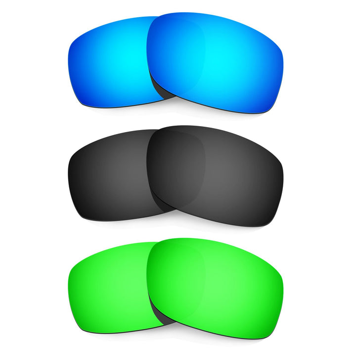 HKUCO Mens Replacement Lenses For Oakley Fives Squared Sunglasses Blue/Black/Emerald Green, Blue/Bla