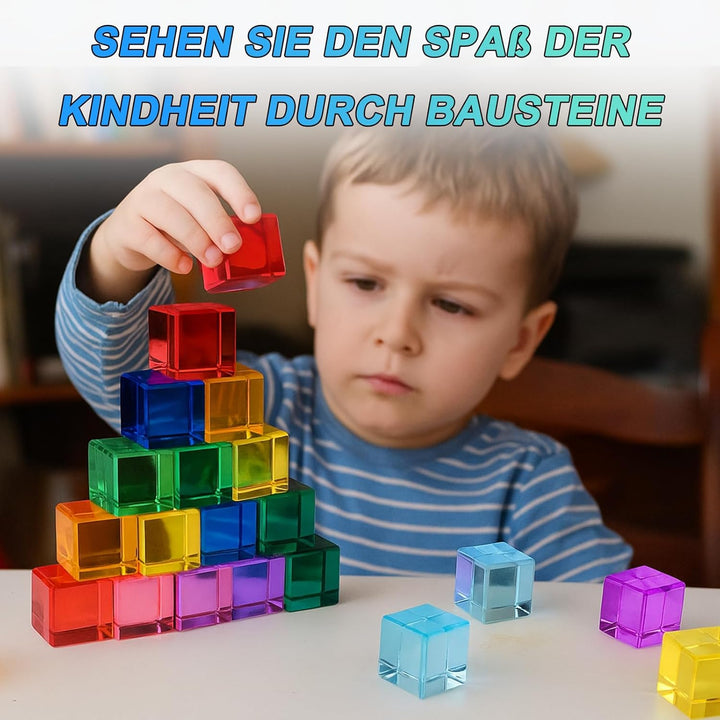 Lixstyea 20pcs Acryl Bausteine Kinder - Sensorik Bausteine Jelly Blocks, Lichtbausteine, Montessori