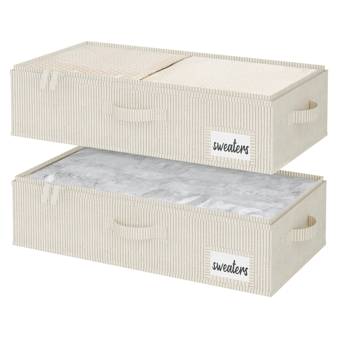 StorageWorks Unterbett Aufbewahrung, grosse Unterbett Aufbewahrungsbox mit Deckel Stoff, faltbare Un