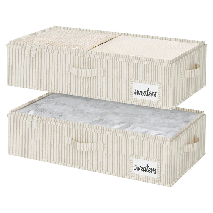 StorageWorks Unterbett Aufbewahrung, grosse Unterbett Aufbewahrungsbox mit Deckel Stoff, faltbare Un