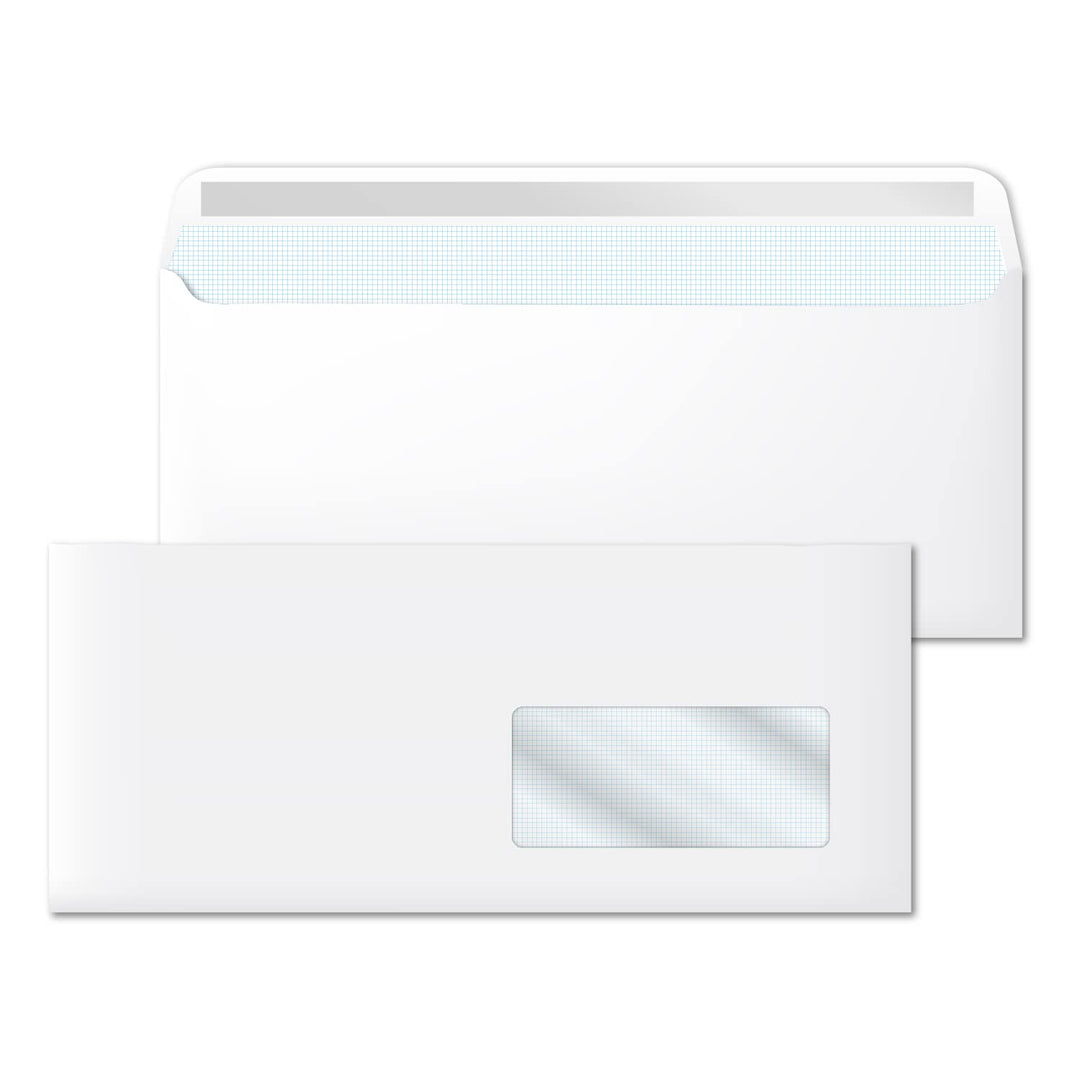 Papierumschläge, amerikanischer weisser Umschlag mit Fenster, Masse 220 x 110 mm, weisse Papierumsch
