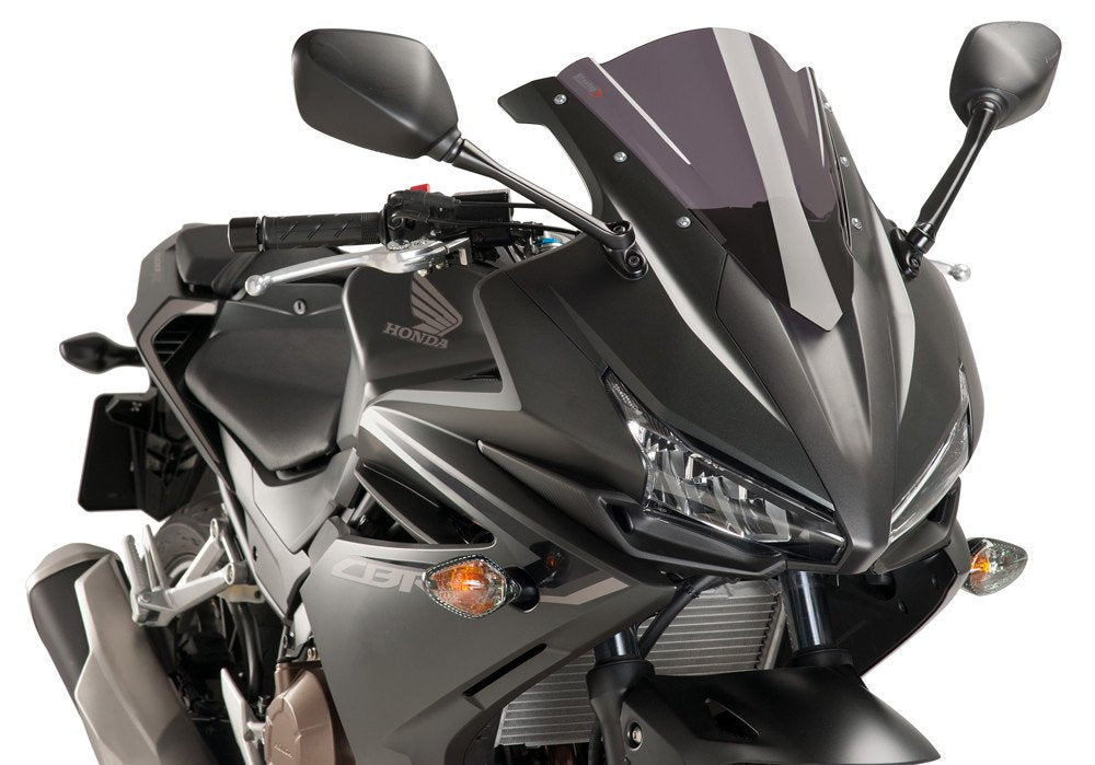 Puig 8903 F Racing Bildschirm für Honda CBR500R 16 '– 17', Dark Smoke Stärk getönt, Stärk getönt