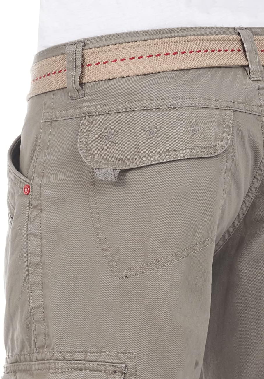 Timezone Herren Cargo Jeans Hose BenitoTZ Loose Fit Cargohose Stoffgürtel 100% Baumwolle Basic Tasch