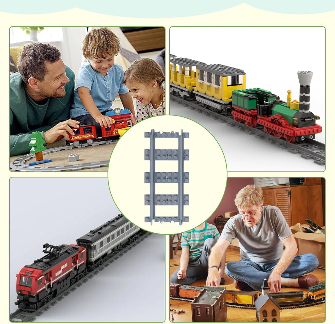 35 Stück Gerade Schienen Bausteine Set,APKLVSR City Schienen, City Zug Schienen Set,Spielzeug Eisenb