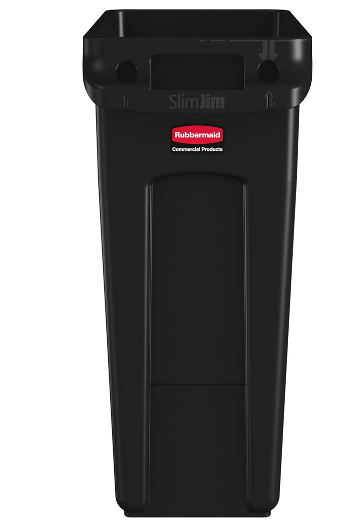 Rubbermaid Commercial Products 1955959 Vented Slim Jim-Abfalltonne, Kunststoff, 60 L, Schwarz Schwar