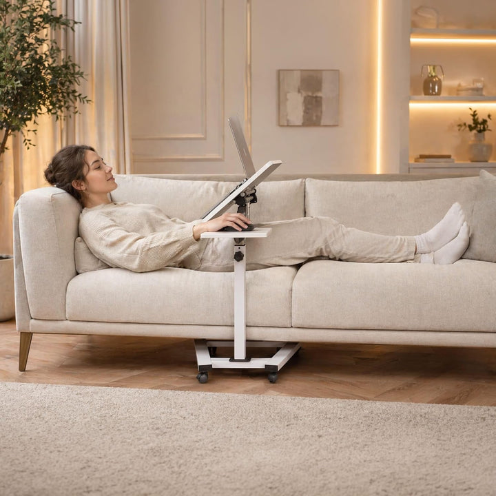 Tatkraft Like Laptop Ständer auf Rollen, Laptoptisch Höhenverstellbar Stehpult, Bett Beistelltisch W