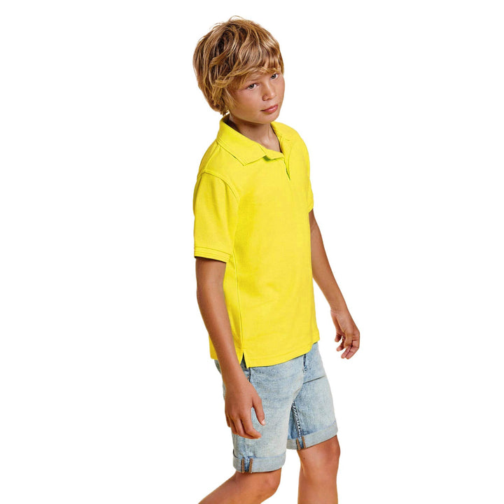 Poloshirt für Kinder, 100 % Baumwolle, mit kurzen Ärmeln, geripptem Kragen, Patte und drei Knöpfen,