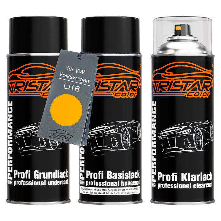 TRISTARcolor Autolack Spraydosen Set für VW/Volkswagen LJ1B Rapsgelb/Yellow Grundlack Basislack Klar