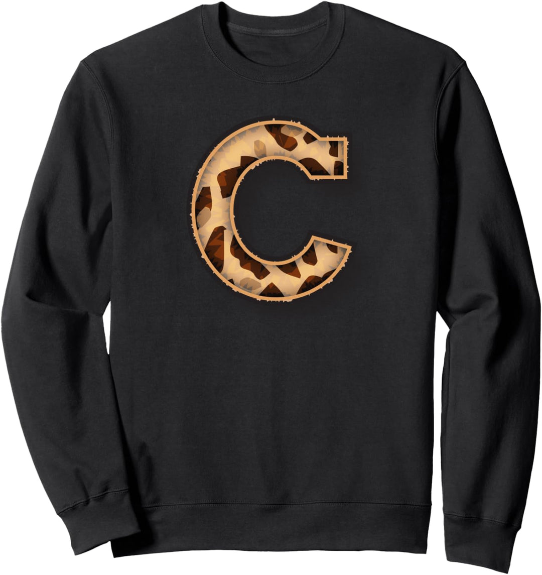 Cute Letter C Initial Name Leopard Cheetah Animal Print Sweatshirt