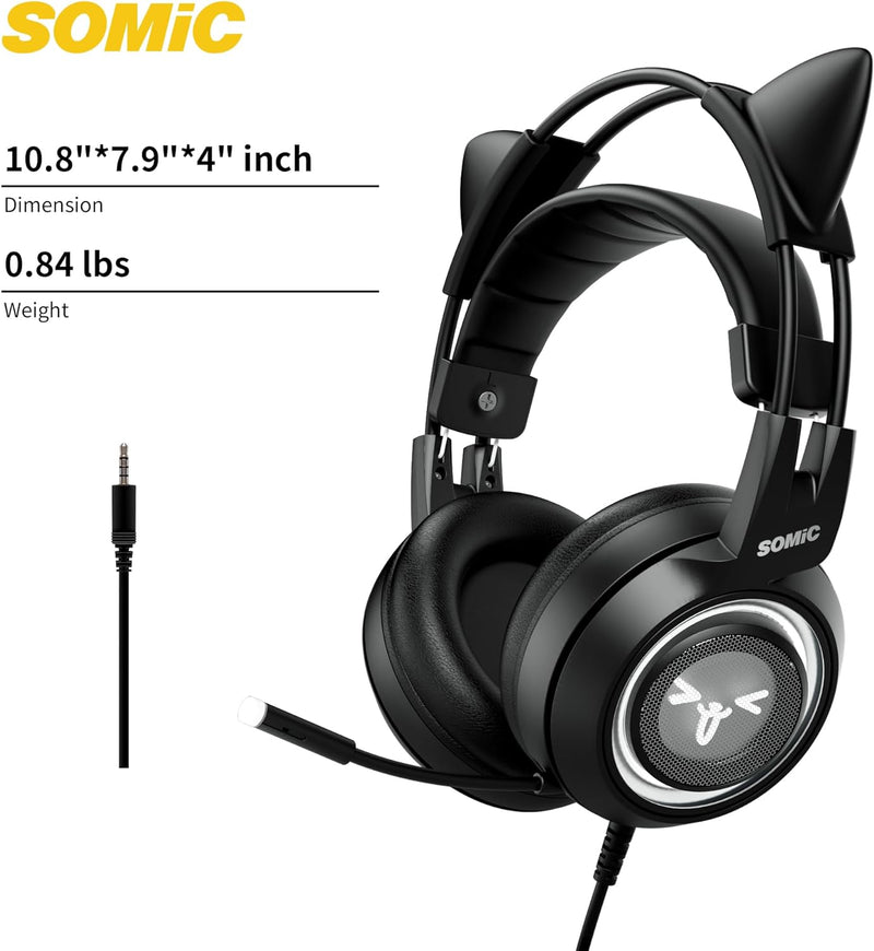 Somic Gaming-Kopfhörer für Xbox One, Stereo-Surround-Sound mit Geräuschunterdrückung, abnehmbares Ka