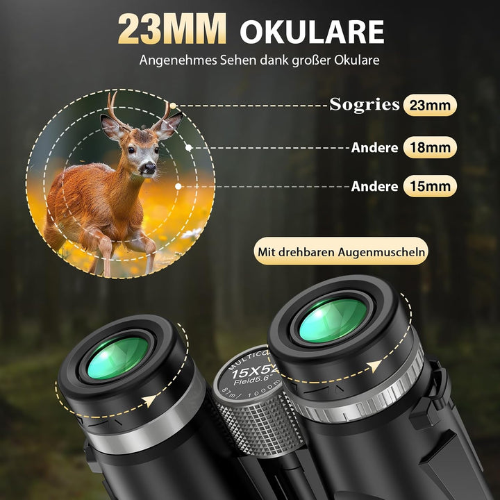 Sogries 15x52 Fernglas Erwachsene BAK4 FMC für Vogelbeobachtung Outdoor