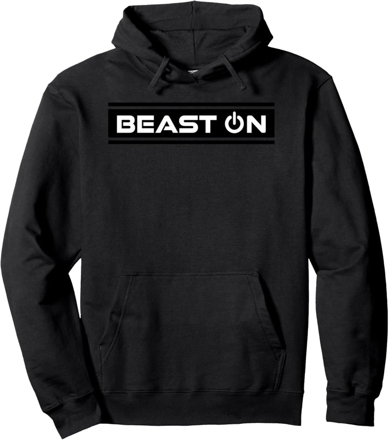 Beast ON Schwarz Gym Fitness Workout Gym Spruch Motivation Pullover Hoodie