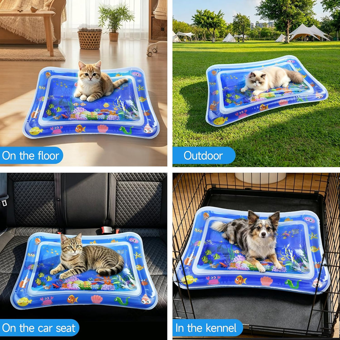 Wassermatte Katze LED Wasserspielmatte Katzen Wasser Spielmatte, Verdickte Wassersensorik Spielmatte