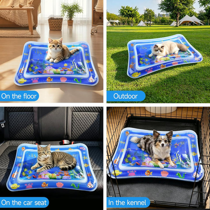 Wassermatte Katze LED Wasserspielmatte Katzen Wasser Spielmatte, Verdickte Wassersensorik Spielmatte