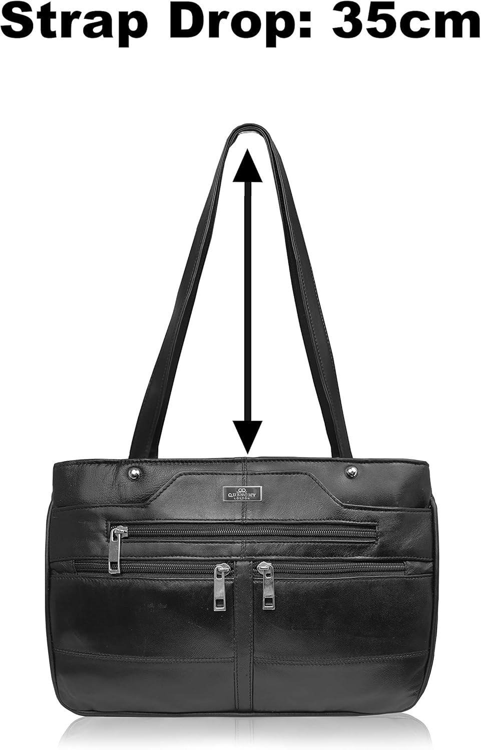 Quenchy London QL172M Damen-Designer-Umhängetasche aus echtem Leder, mit 9 Taschen, inkl. Schirmfach