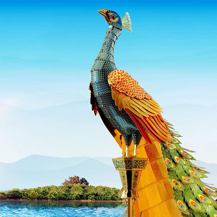Piececool 3D Puzzle Metall, Pfau für Modellbausatz Erwachsene, 3D-Puzzles zu Bauen, BAU, Bastel-Kits