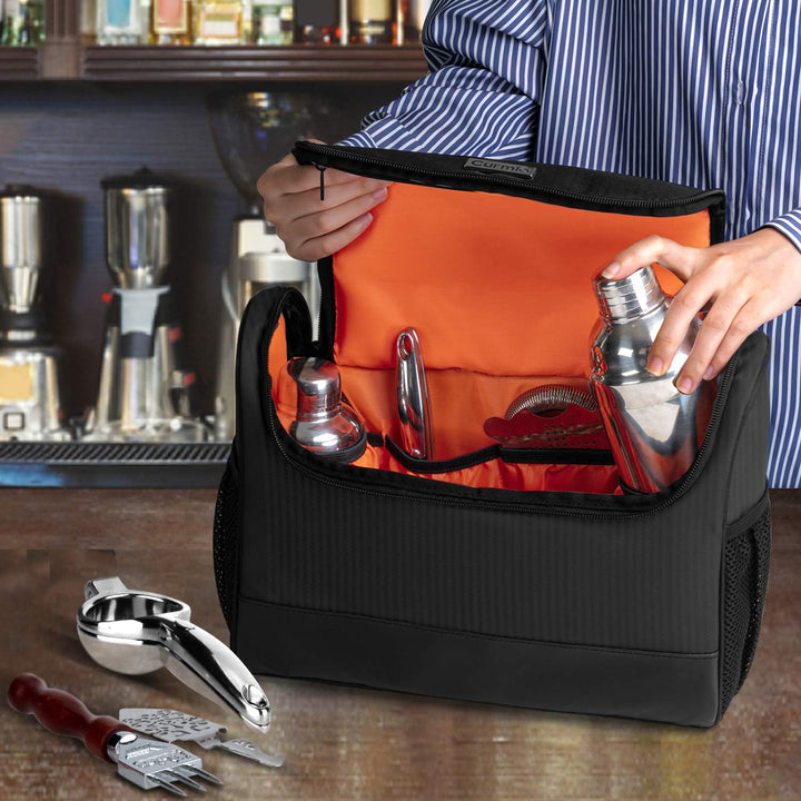 CURMIO Bartender Set Aufbewahrungstasche, Tragetasche für Cocktail Set, Cocktailshaker Bar Set, Reis
