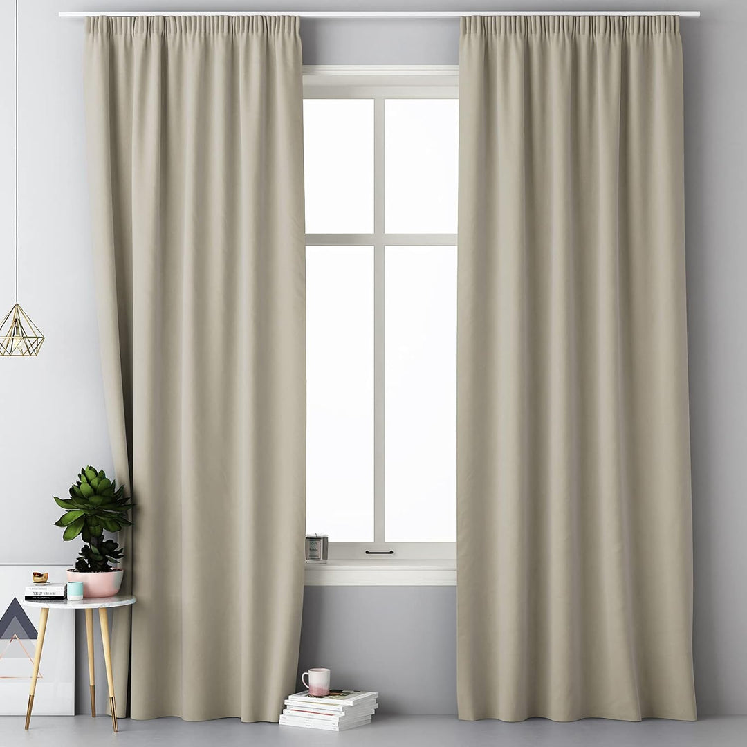 JEMIDI 2X Vorhang Blickdicht 140x250cm - 2er Set Gardine mit Kräuselband Universalband - 100% Polyes